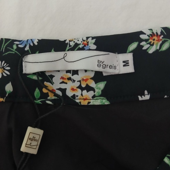 BY‎ EGREIS Martha Floral Midi Skirt Black Multi Color Women's Size M - Picture 7 of 11